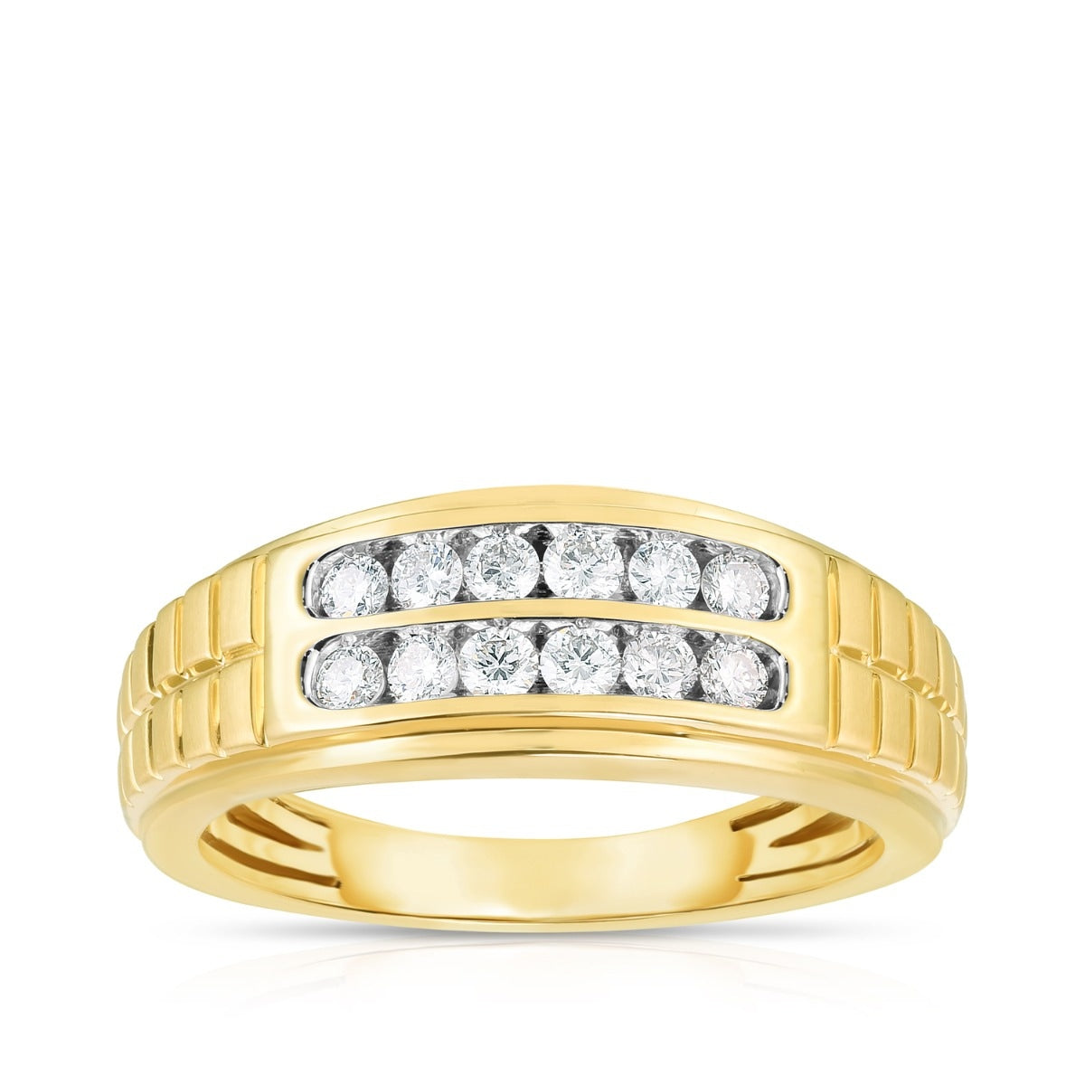 Men's 1/2 ct. tw. Diamond Multi-Row Ring in 14K Yellow Gold
