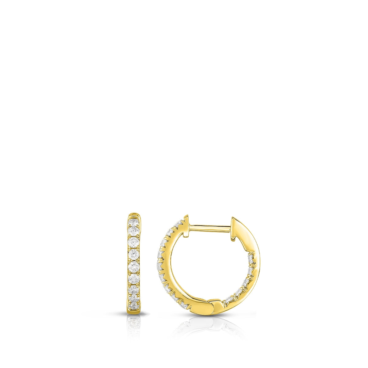 1/2 ct. tw. Diamond Inside Out Huggie Hoop Earrings in 14K Yellow Gold
