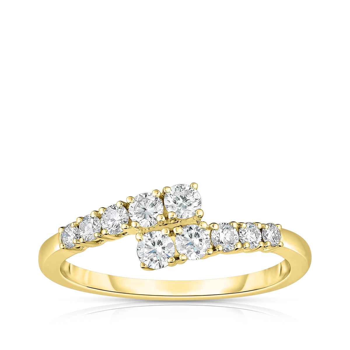 1/2 ct. tw. Diamond Graduated Bypass Ring in 14K Yellow Gold