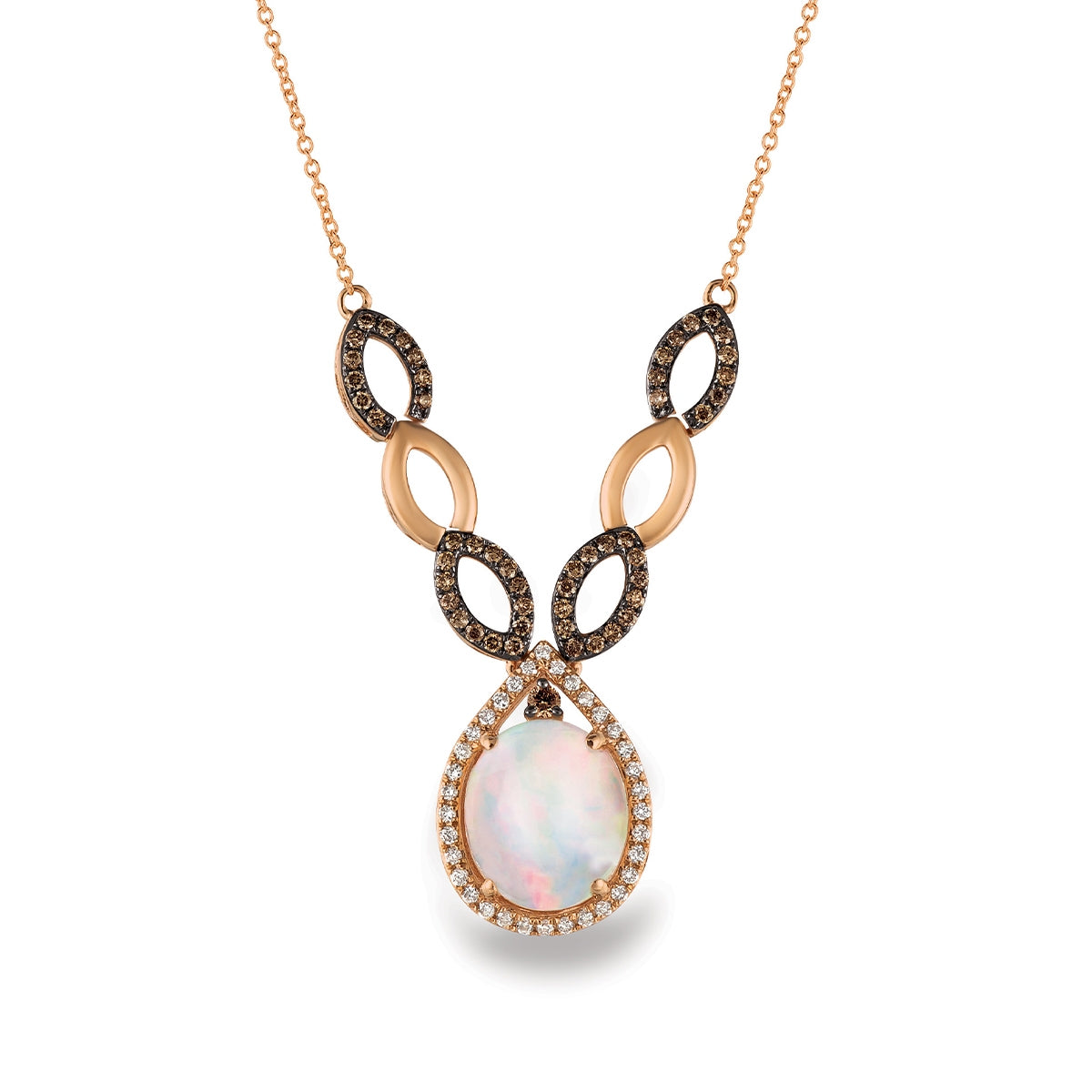 Le Vian Oval Neopolitan Opal & 5/8 ct. tw. Vanilla & Chocolate Diamond Necklace in 14K Strawberry Gold