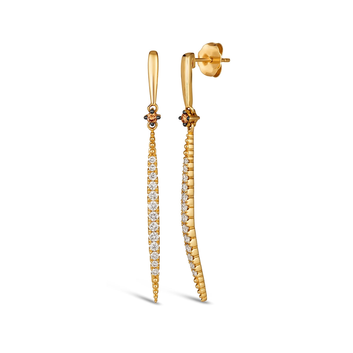 Le Vian 1/2 ct. tw. Nude & Chocolate Diamond Spike Dangle Earrings in 14K Honey Gold