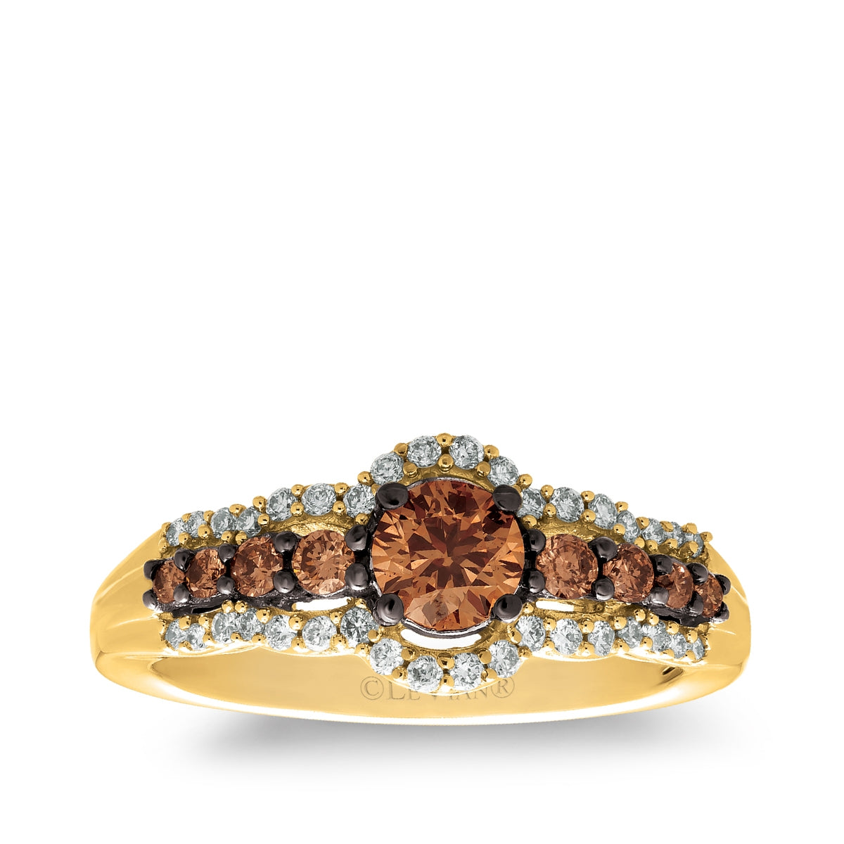 Le Vian 7/8 ct. tw. Round Chocolate & Vanilla Diamond Ring in 14K Honey Gold