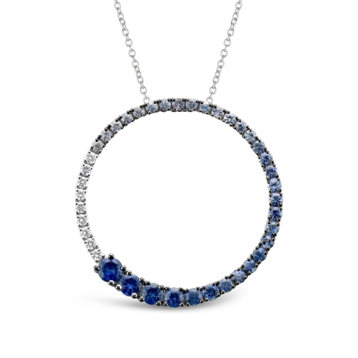 Le Vian Sapphire Denim Ombre Circle Necklace in 14K Vanilla Gold