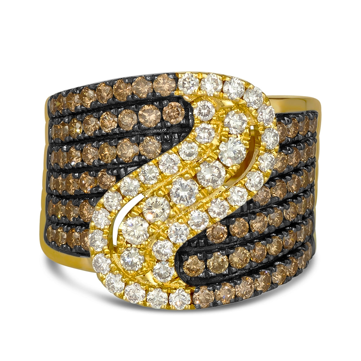 Le Vian 2 ct. tw. Chocolate & Nude Diamond Multi-Row Ring in 14K Honey Gold