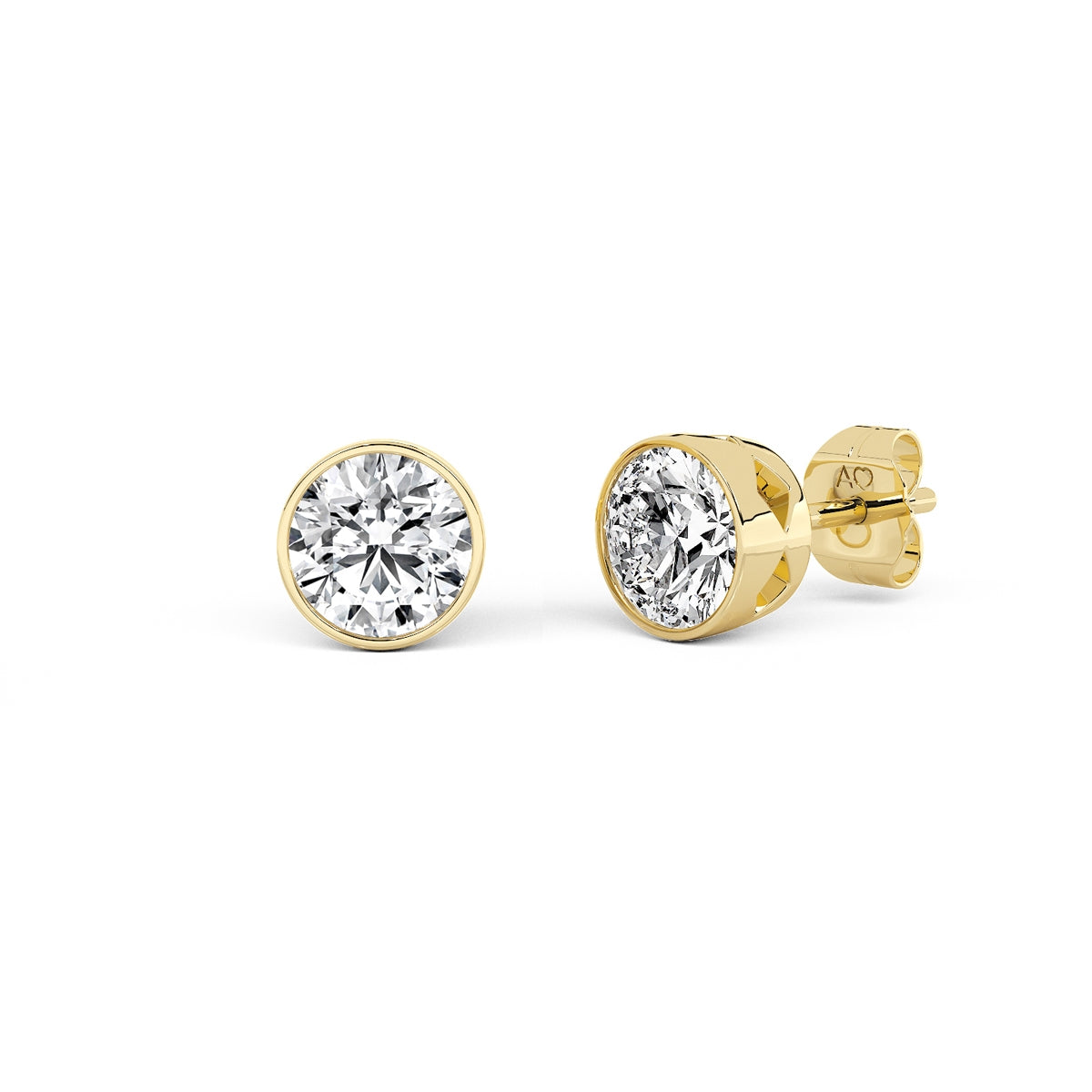 Above Love Star 1-5/8 ct. tw. Lab-Grown Round Brilliant Diamond Bezel Set Solitaire Earrings in 14K Yellow Gold