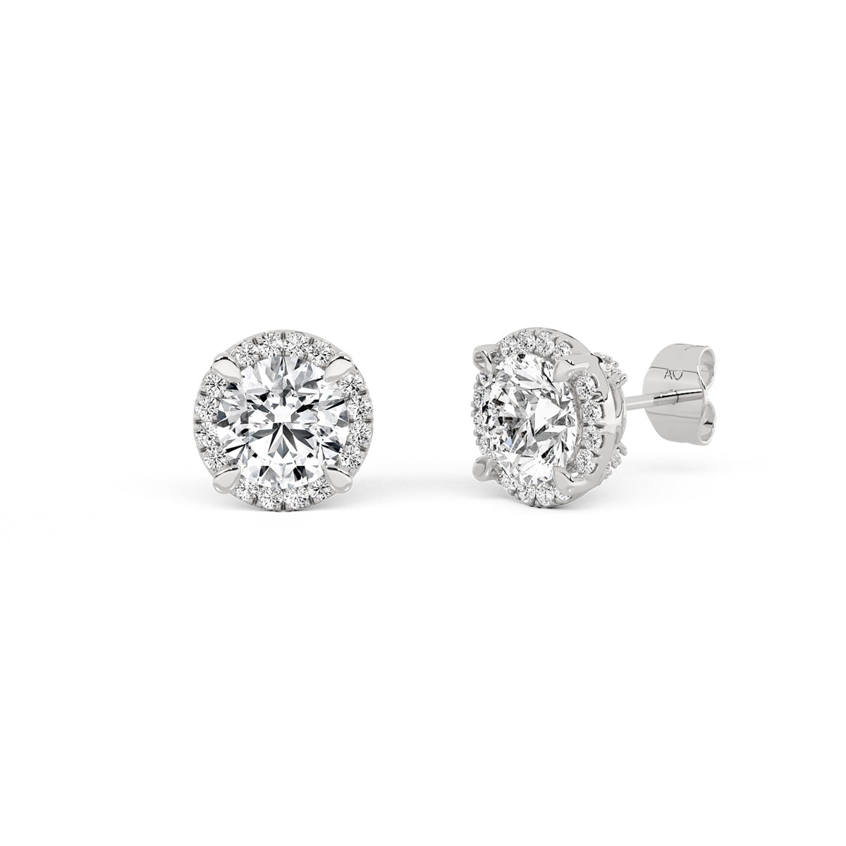 Above Love Star 1-9/10 ct. tw. Lab-Grown Round Brilliant Diamond Halo Earrings in 14K White Gold