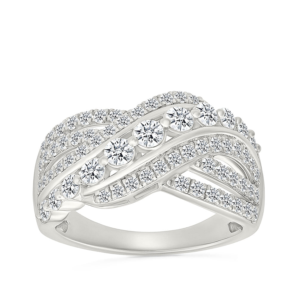 Adamante 1 ct. tw. Lab-Grown Diamond Crossover Ring in 10K White Gold