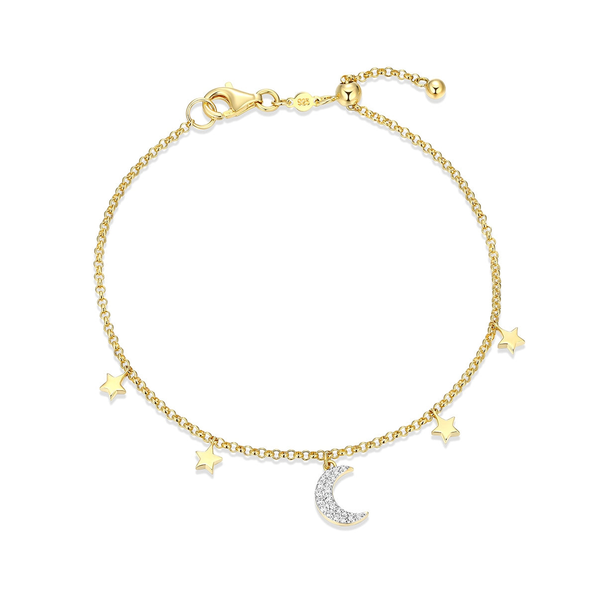 M by Monte Luna 1/10 ct. tw. Lab-Grown Diamond Celestial Bracelet in 14K Yellow Gold Plated Sterling Silver