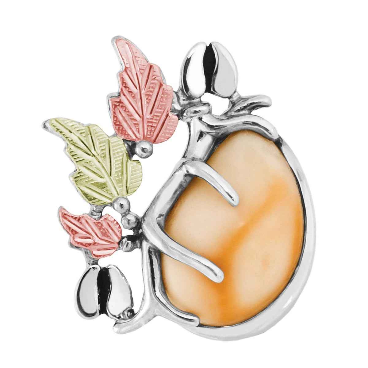 Elk Ivory Black Hills Gold Antler Pin with Clutch Back in Sterling Silver - Ravalli