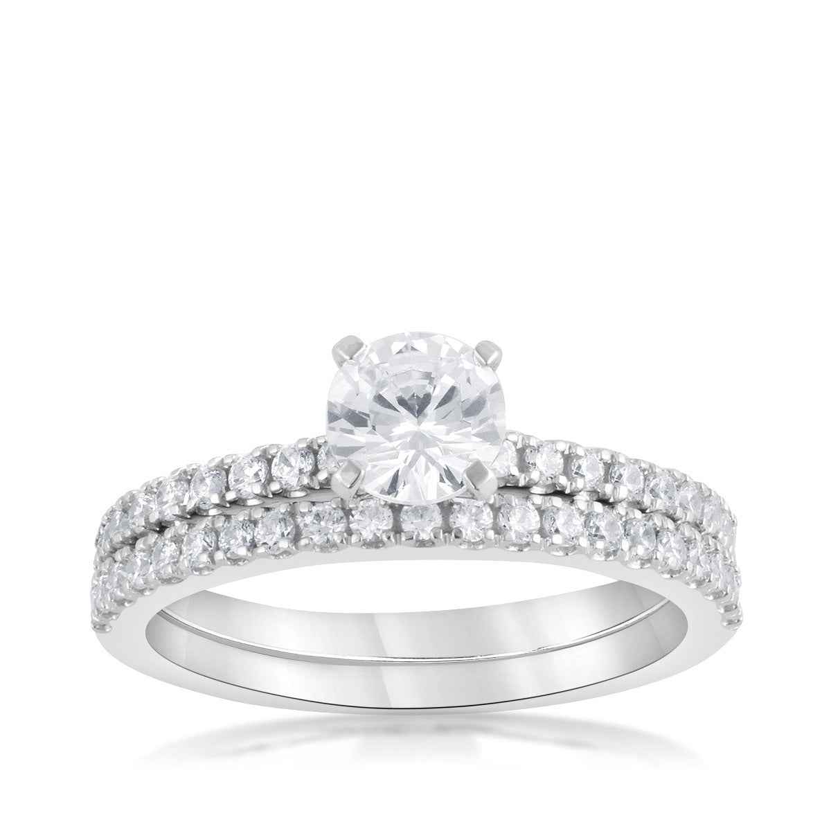 Adamante 1-1/4ct. tw. Lab-Grown Wedding Set in 14K White Gold