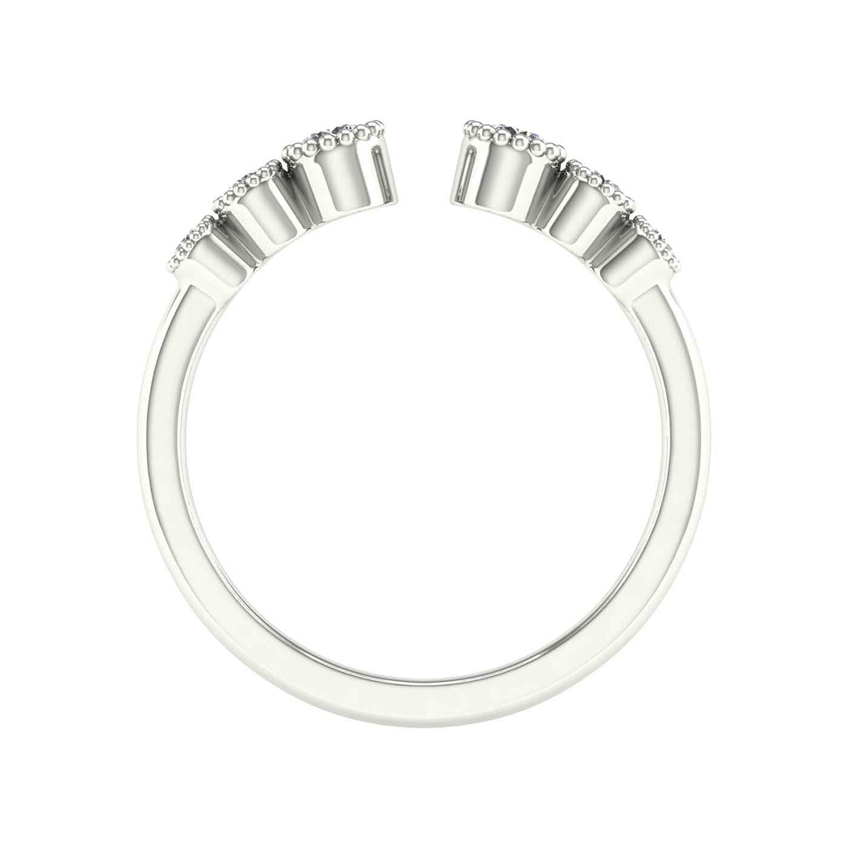 Adamante 1/5 ct. tw. Lab-Grown Diamond Milgrain Open Ring in 10K White Gold front view