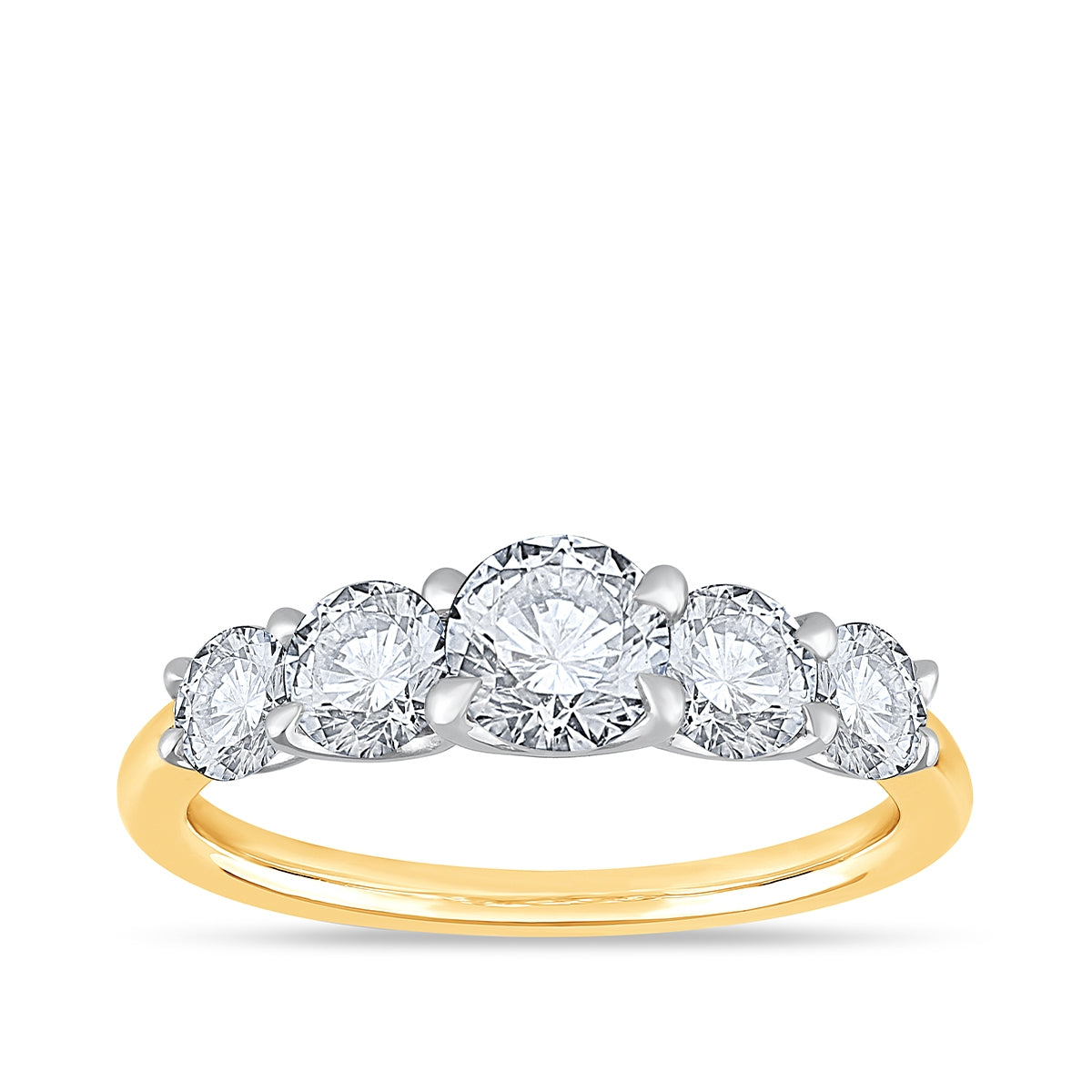 Adamante 1-1/2 ct. tw. Lab-Grown 5-Stone Diamond Graduated Anniversary Ring in 14K Yellow Gold