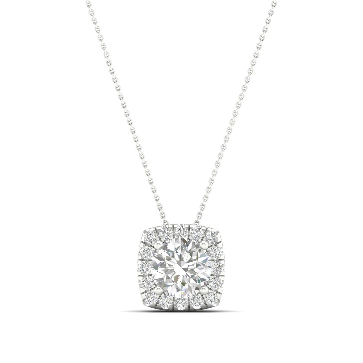 Adamante 5/8 ct. tw. Lab-Grown Diamond Halo Pendant in 10K White Gold