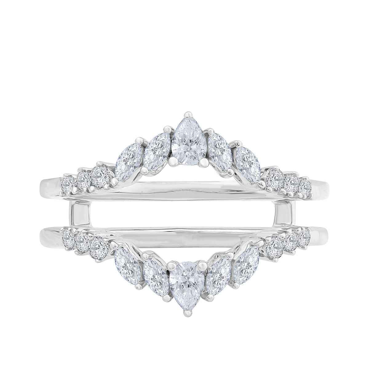 Adamante 1/2 ct. tw. Lab-Grown Pear & Marquise & Round Diamond Ring Enhancer in 10K White Gold front view