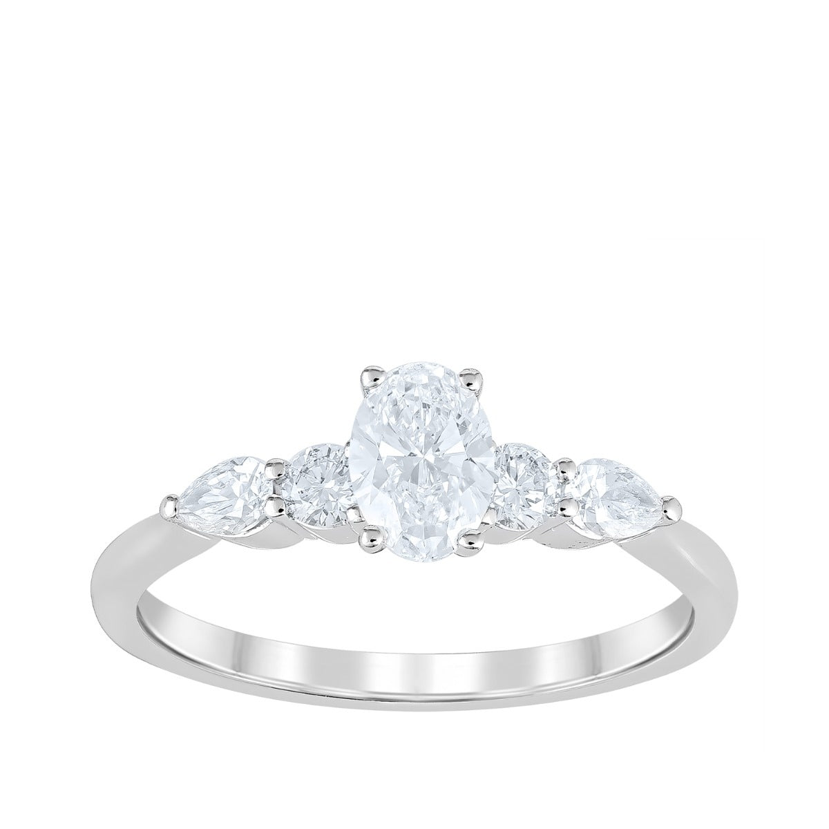 Adamante 3/4 ct. tw. Lab-Grown Oval Diamond Engagement Ring in 14K White Gold