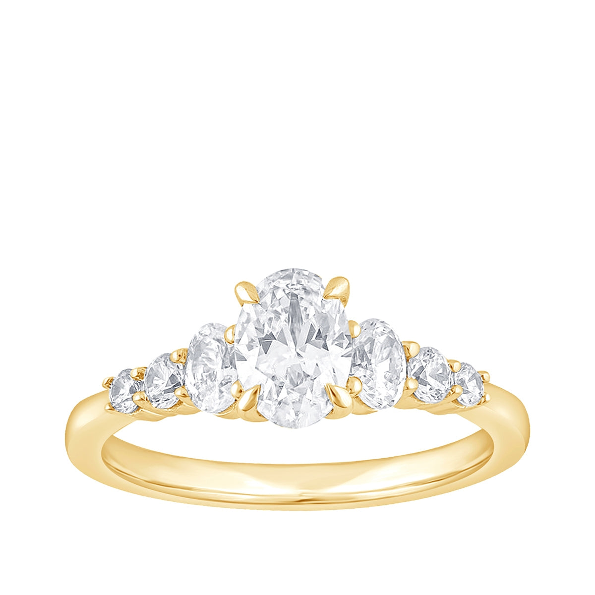 Adamante 1-1/3 ct. tw. Lab-Grown Oval Diamond Graduated Engagement Ring in 14K Yellow Gold