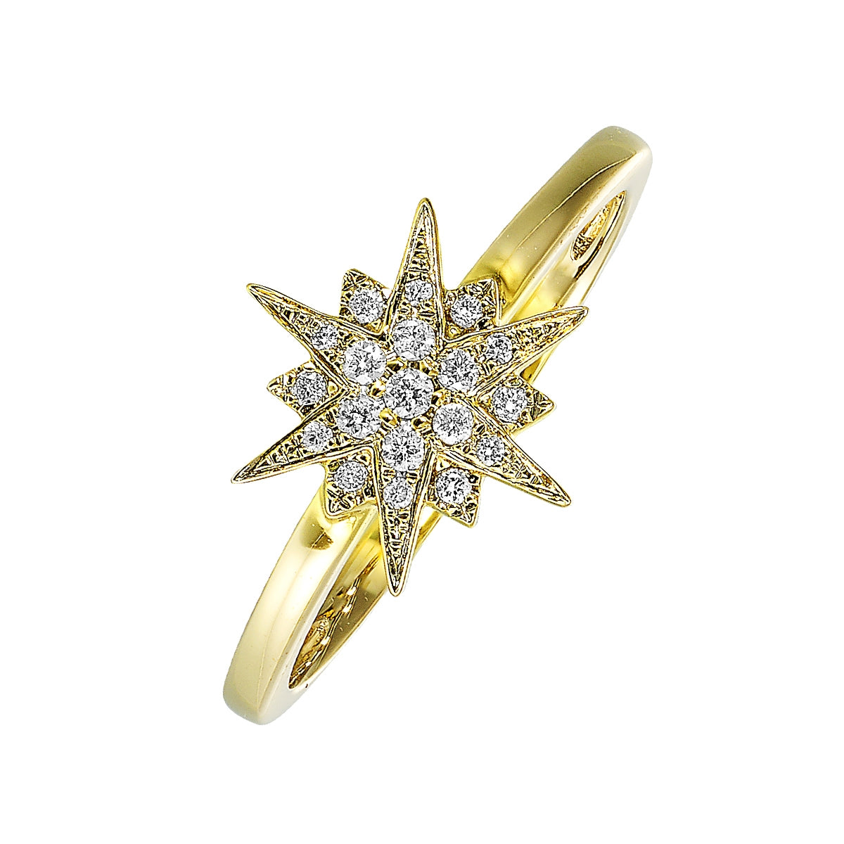 Passion 1/10 ct. tw. Diamond Starburst Ring in 14K Yellow Gold front view