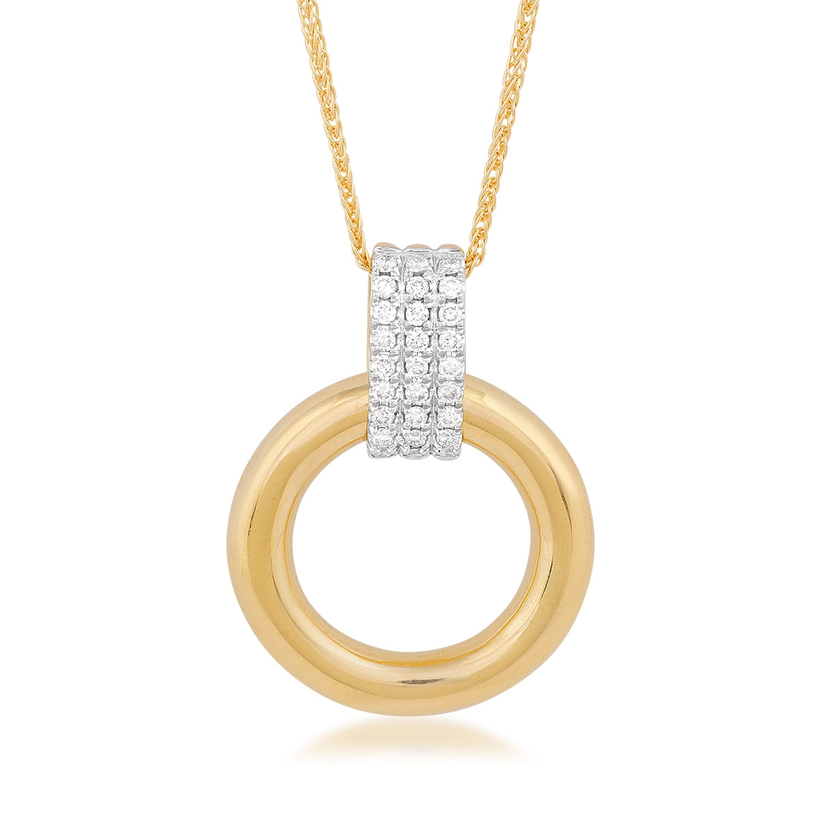 Passion 1/10 ct. tw. Diamond Circle Pendant in 14K Yellow Gold