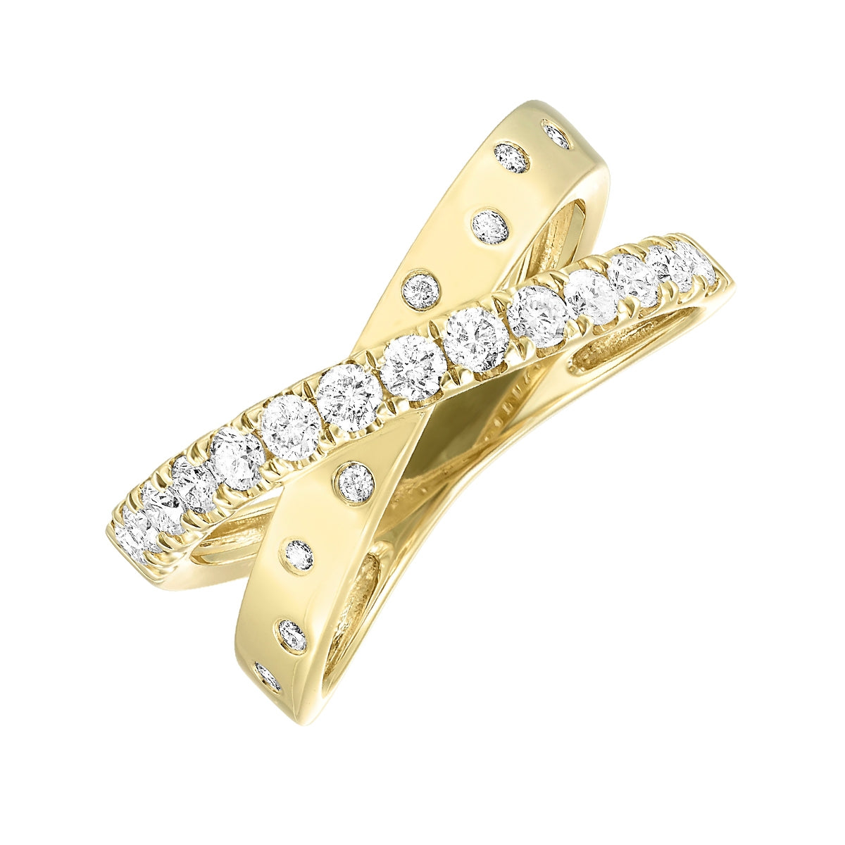 Passion 1/2 ct. tw. Diamond Crossover Ring in 14K Yellow Gold front view