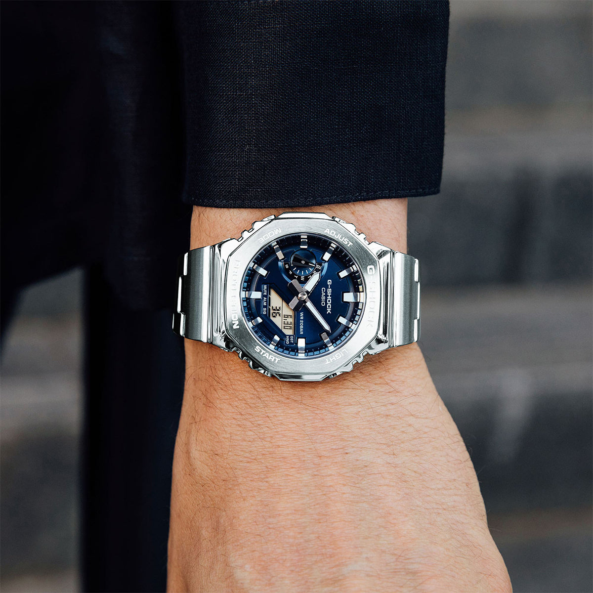 G-Steel quartz navy dial watch model
