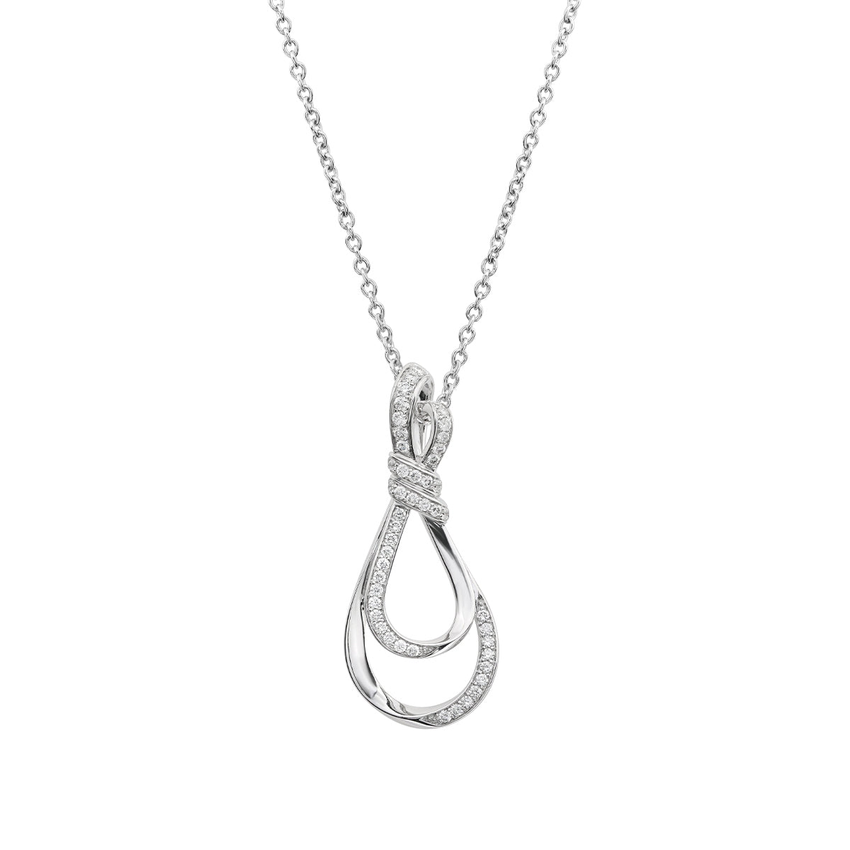 Sirus Tanya 1/4 ct. tw. Diamond Double Teardrop Knot Pendant in 14K White Gold