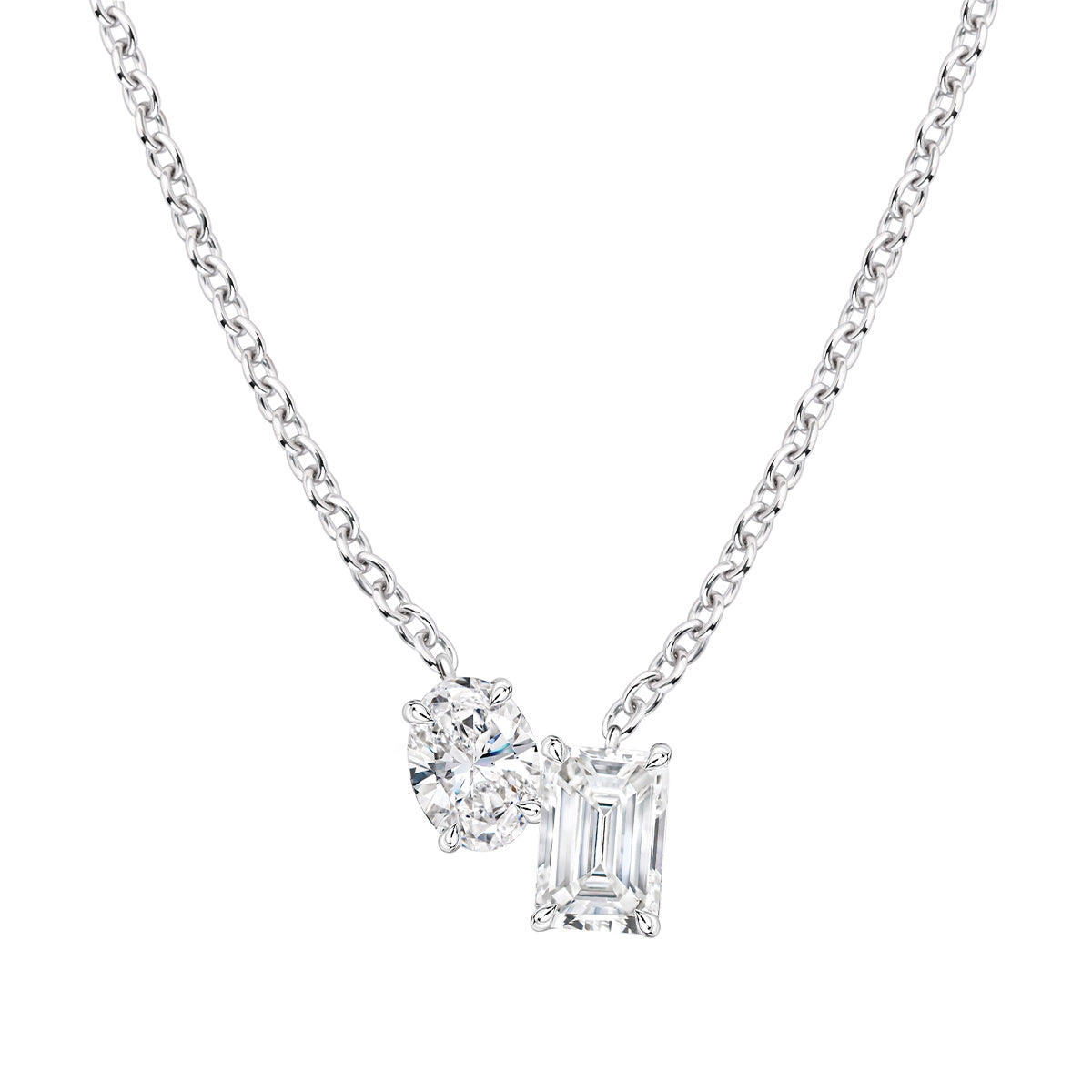 Sirus Tanya 3/4 ct. tw. Oval & Emerald Cut Diamond Necklace in 18K White Gold