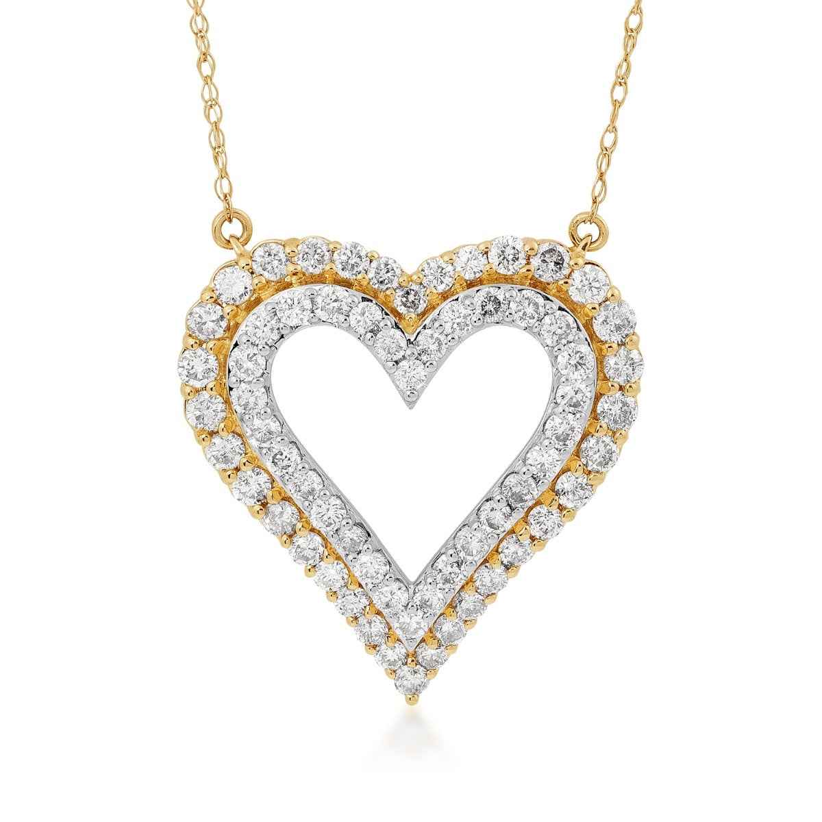 1 ct. tw. Diamond Heart Necklace in 10K Yellow Gold