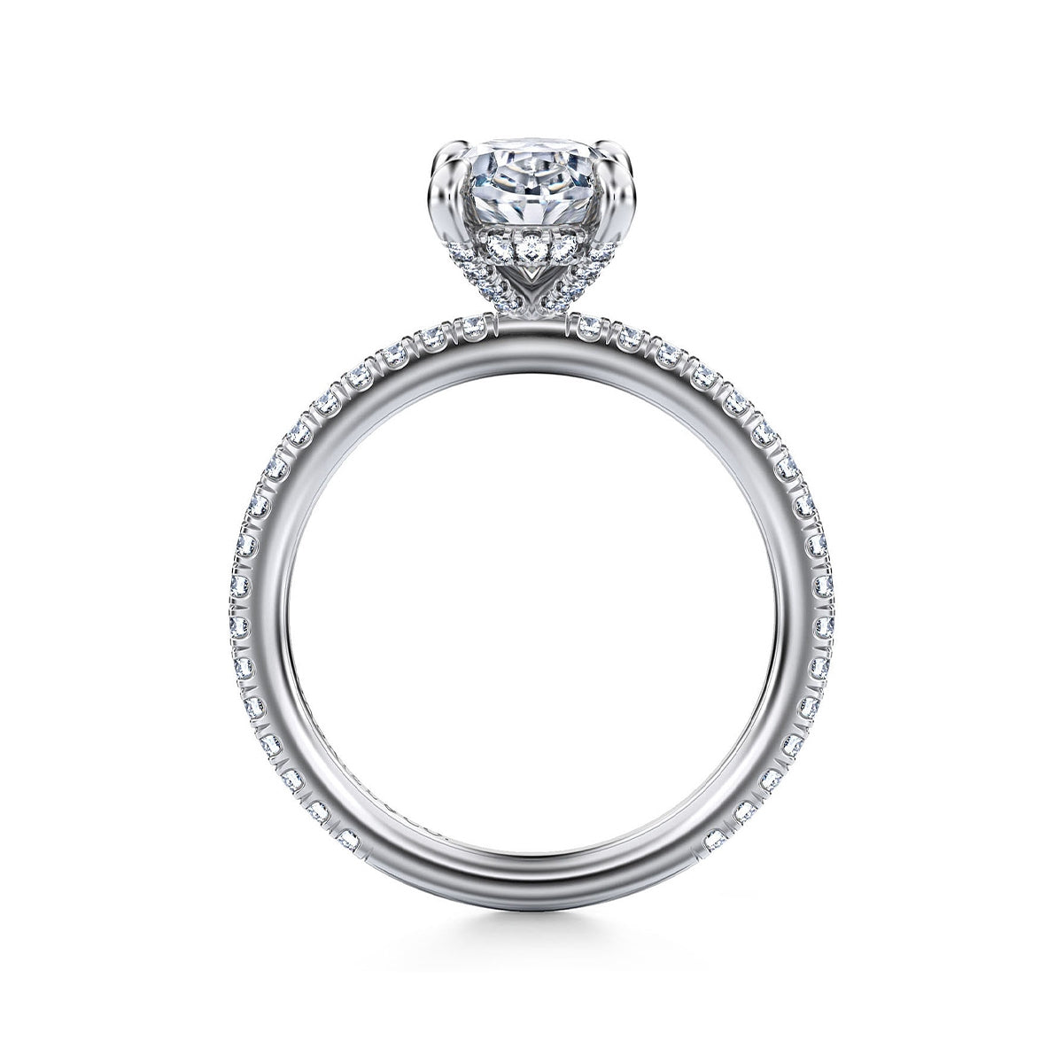 Gabriel & Co. 3/8 ct. tw. Diamond Oval Semi-Mount Engagement Ring in 14K White Gold close-up detail