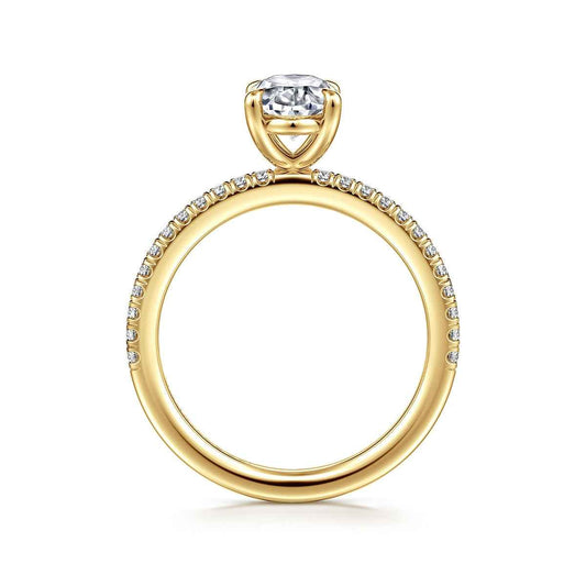 Gabriel & Co. 1/6 ct. tw. Diamond Oval Semi-Mount Engagement Ring in 14K Yellow Gold front view