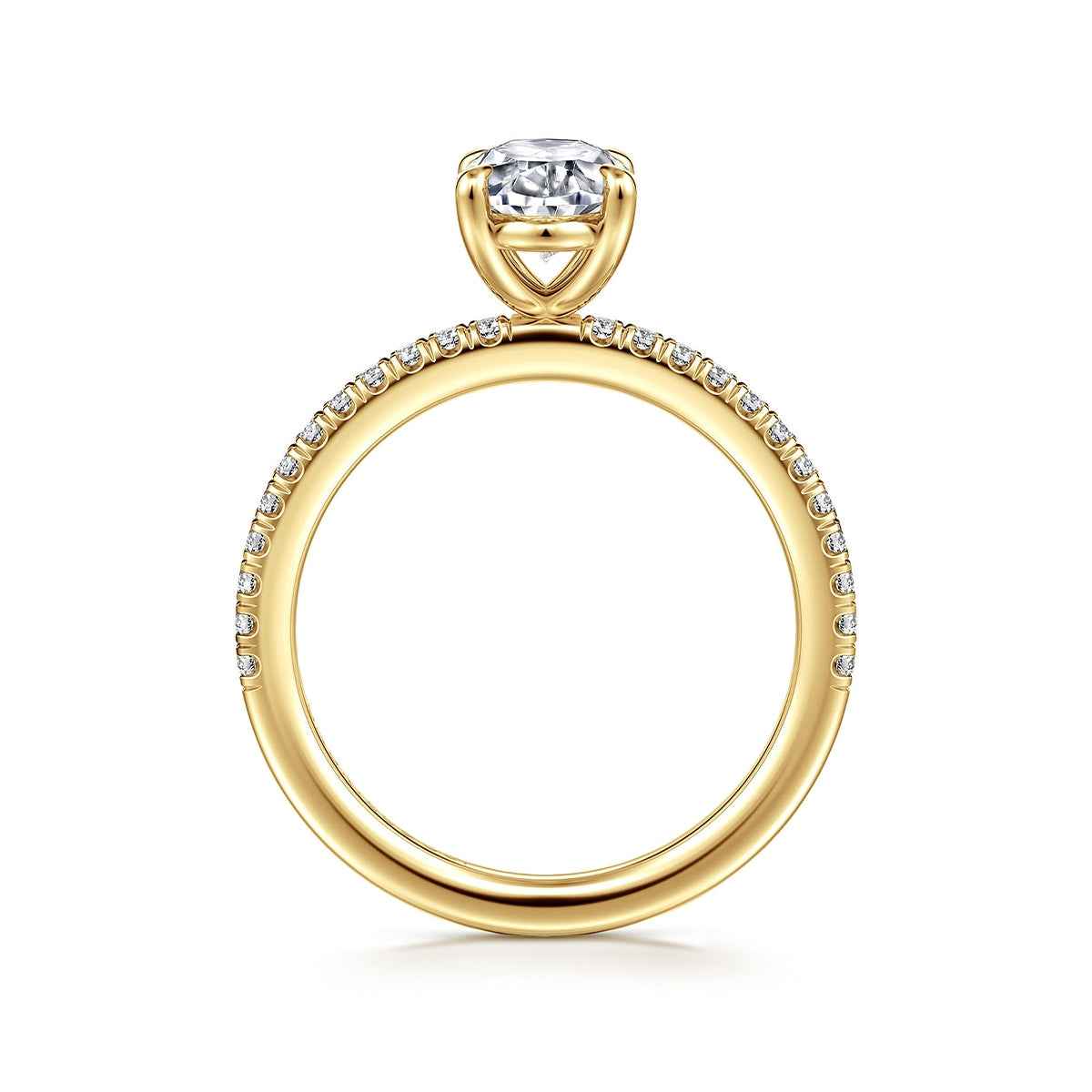 Gabriel & Co. 1/6 ct. tw. Diamond Oval Semi-Mount Engagement Ring in 14K Yellow Gold front view