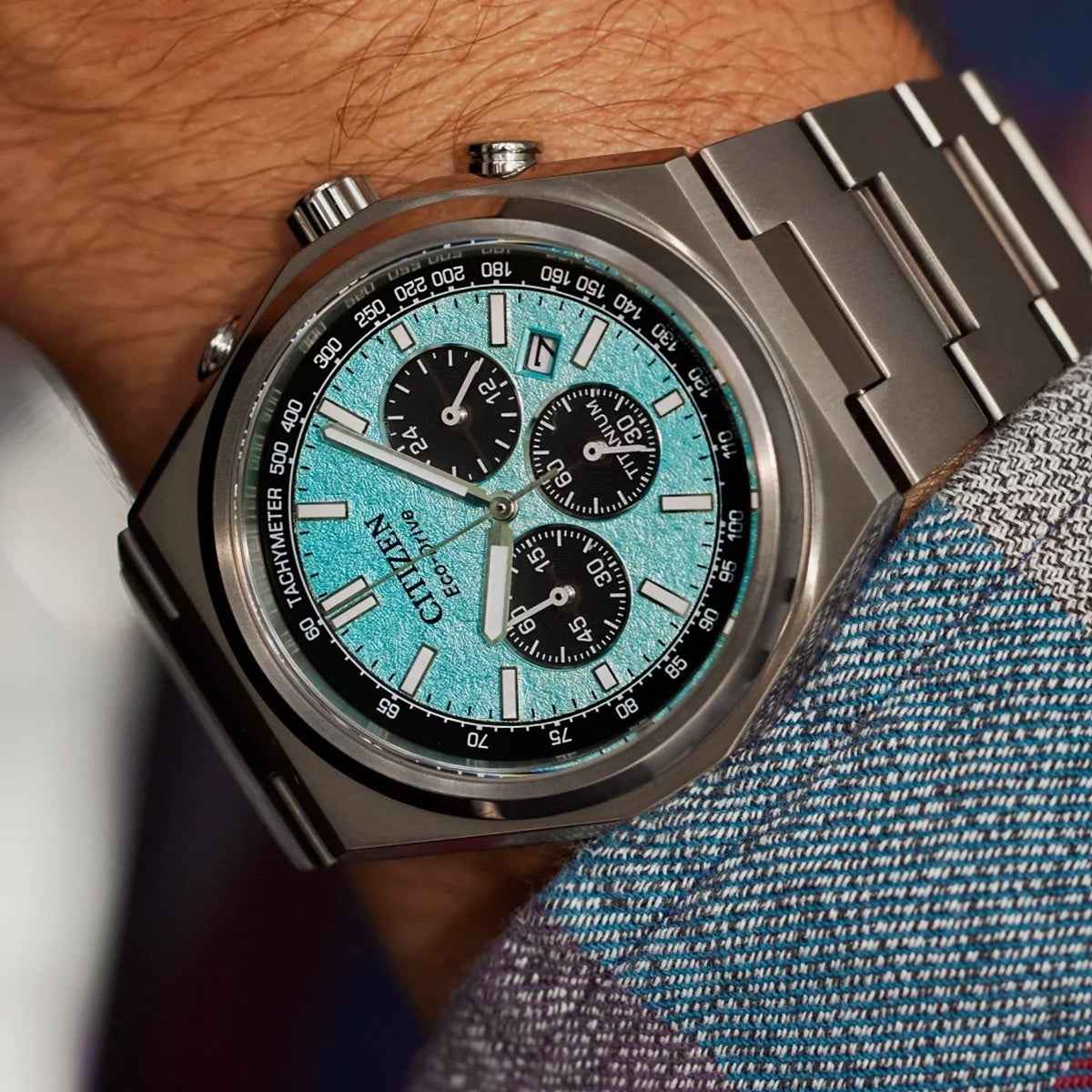 Citizen Men's Zenshin Chrono Eco-Drive Stainless Steel Watch with Blue Dial