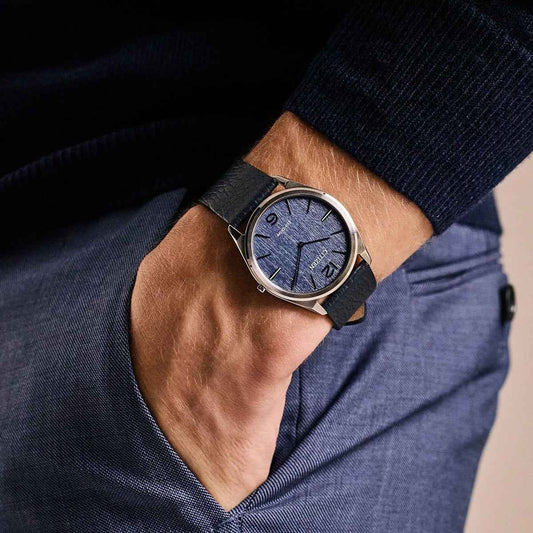 Citizen Men's Suratto Eco-Drive Stainless Steel Watch with Blue Dial & Black Leather Strap