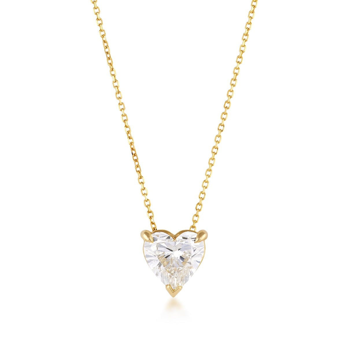 Adamante 3/4 ct. tw. Lab-Grown Heart Diamond Solitaire Necklace in 10K Yellow Gold