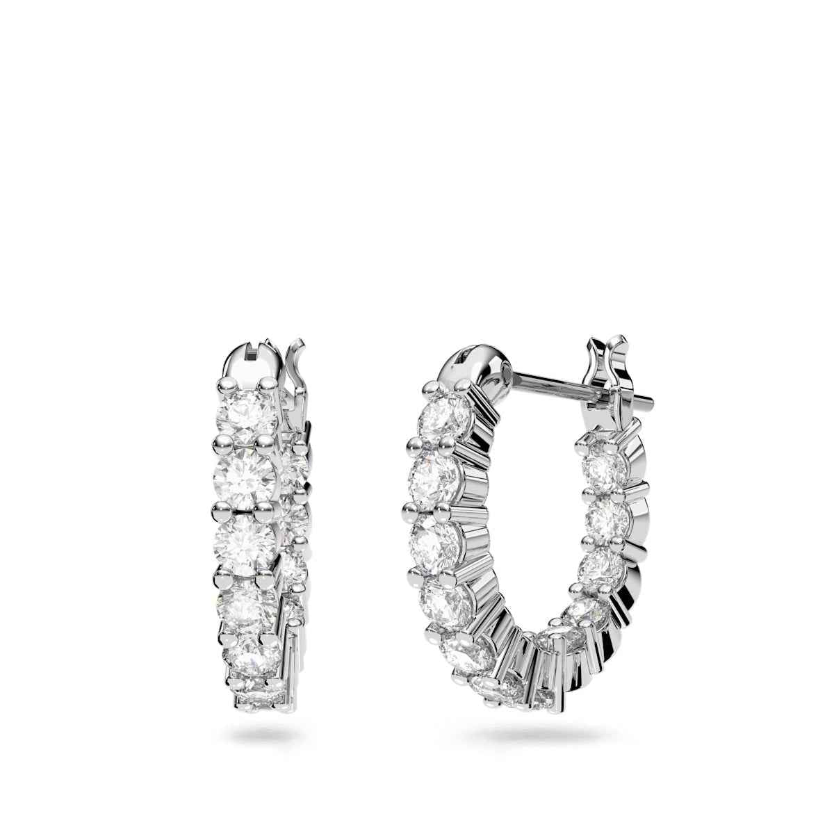Swarovski Matrix Vittore Round White Crystal Inside Out Hoop Earrings in White Rhodium Plating