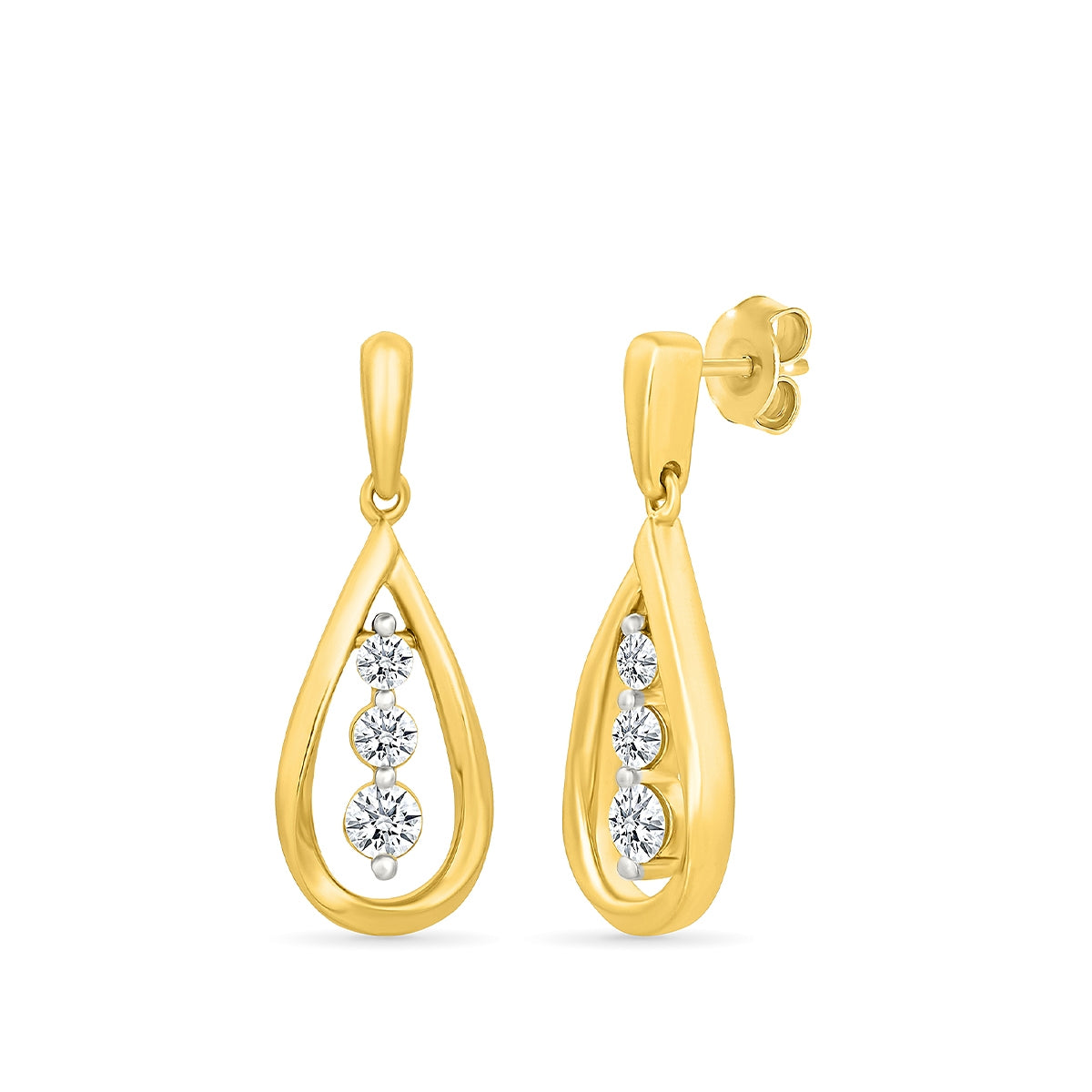 1/3 ct. tw. Diamond Teardrop Dangle Earrings in 10K Yellow Gold