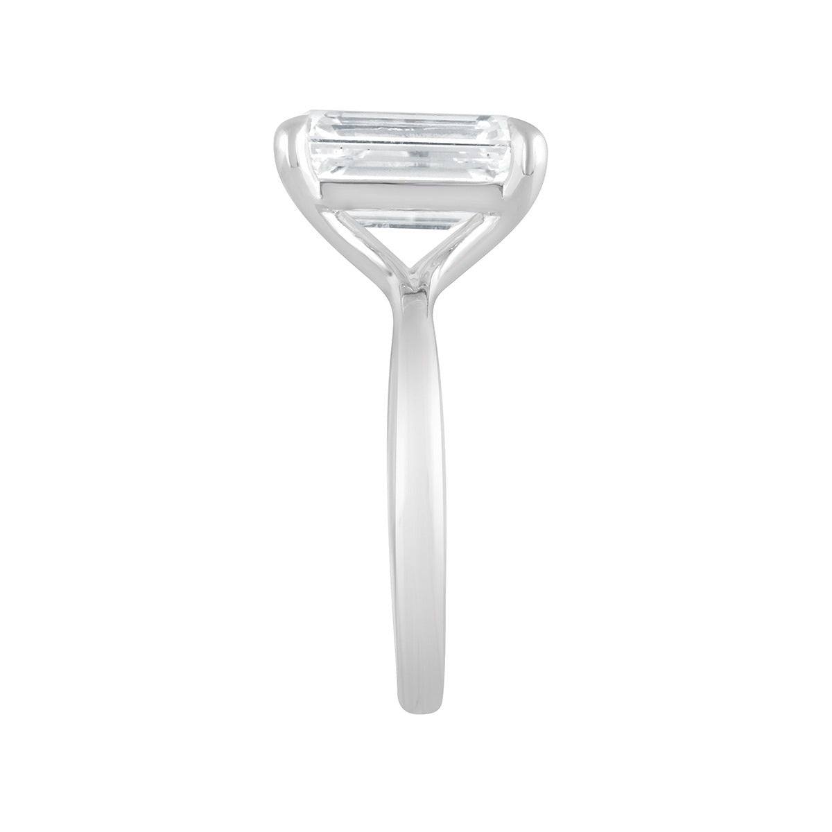 Adamante 3 ct. tw. Lab-Grown Emerald Cut Diamond Solitaire Engagement Ring in 14K White Gold close-up detail