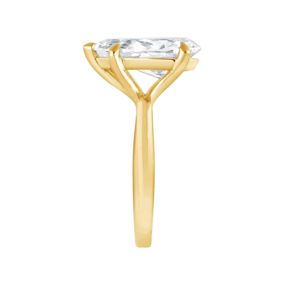 Adamante 4 ct. tw. Lab-Grown Pear Diamond Solitaire Engagement Ring in 14K Yellow & White Gold close-up detail