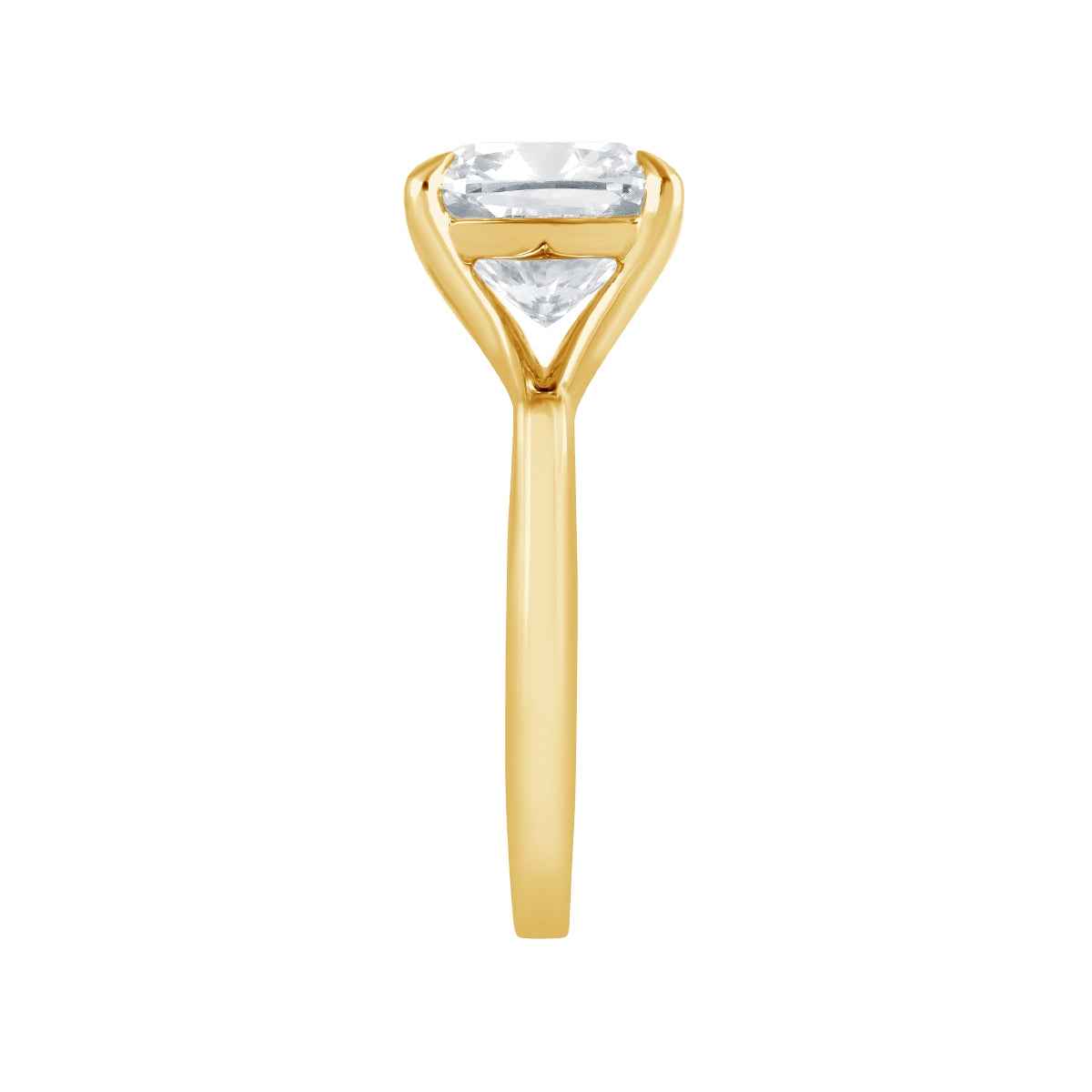 Adamante 4 ct. tw. Lab-Grown Cushion Diamond Solitaire Engagement Ring in 14K Yellow Gold close-up detail