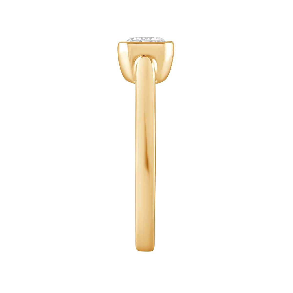 Adamante 1 ct. tw. Lab-Grown Emerald Cut Diamond Solitaire Engagement Ring in 14K Yellow Gold close-up detail