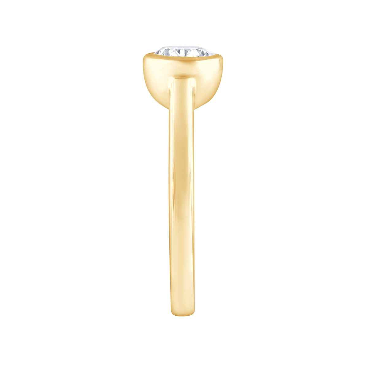 Adamante 1 ct. tw. Lab-Grown Oval Diamond Bezel Set Solitaire Engagement Ring in 14K Yellow Gold close-up detail (2)