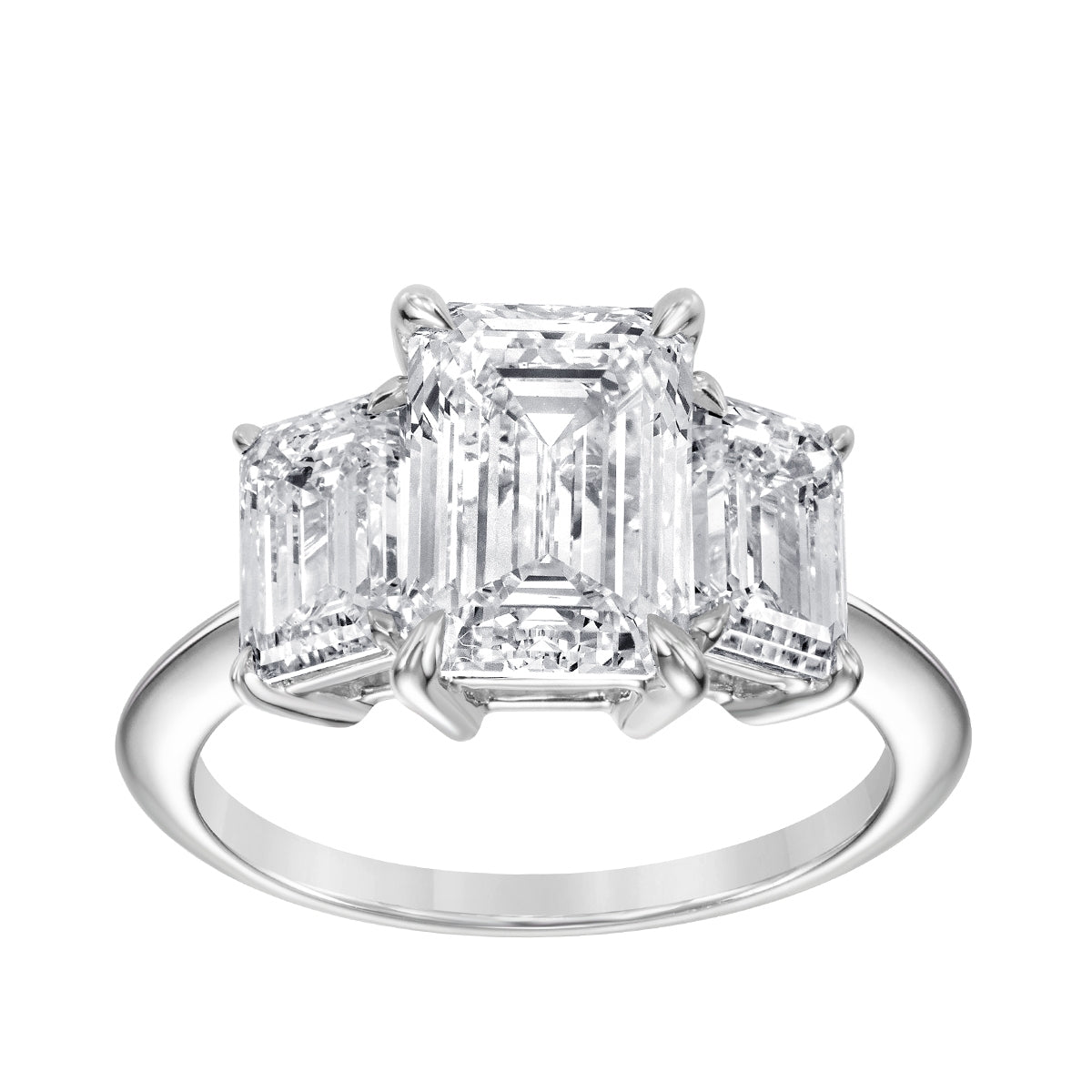 Adamante 5 ct. tw. Lab-Grown Emerald Cut Diamond 3-Stone Engagement Ring in 14K White Gold