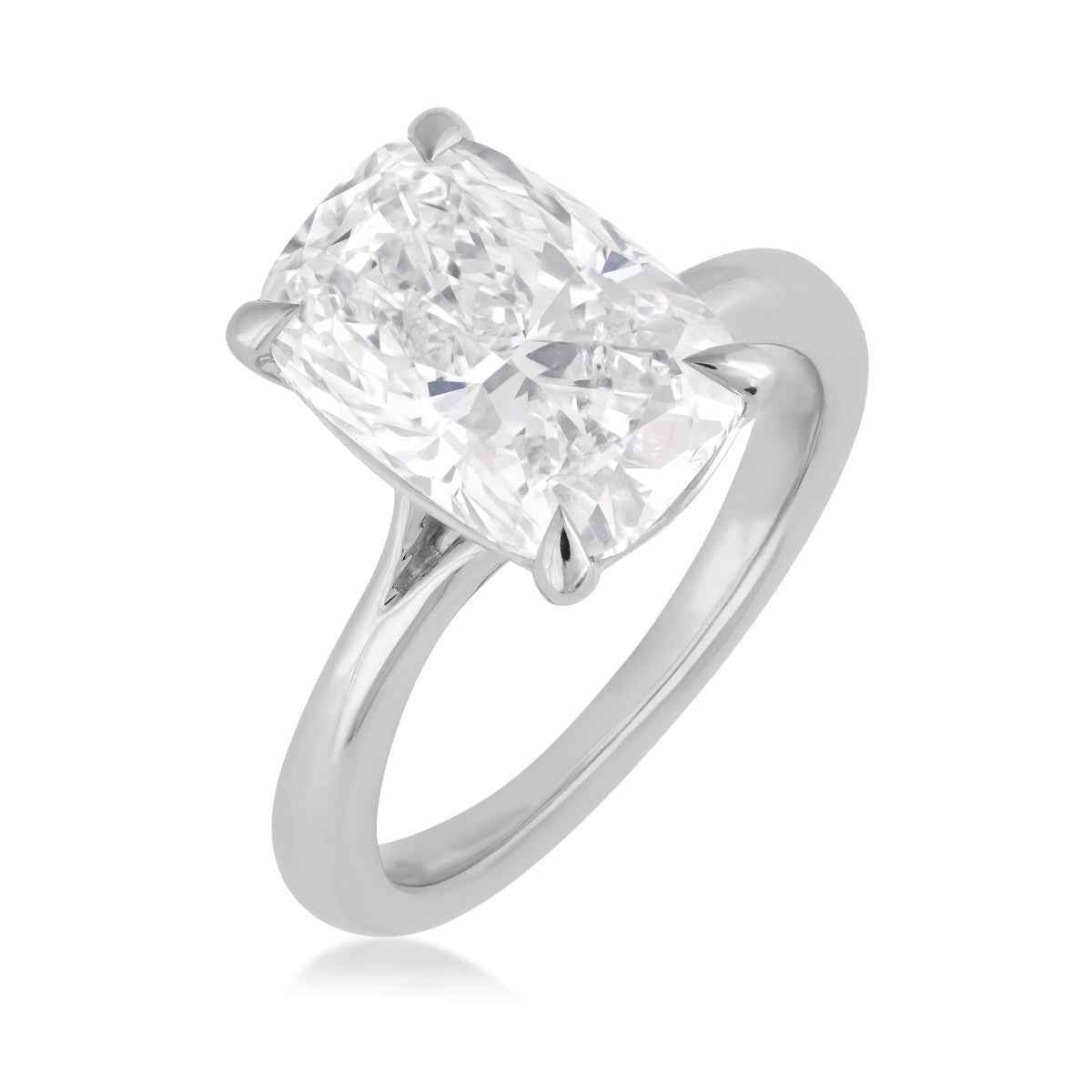 Adamante 4 ct. tw. Lab-Grown Elongated Cushion Diamond Solitaire Engagement Ring in 14K White Gold front view