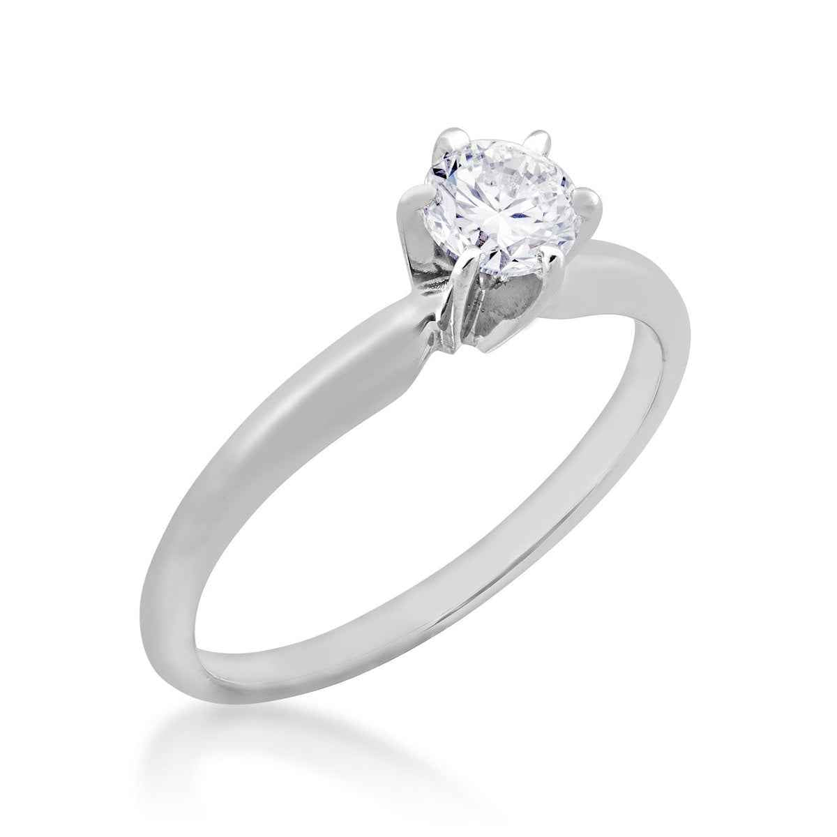 1/2 ct. tw. AAA Quality Round Brilliant Diamond Solitaire Engagement Ring in 14K White Gold front view