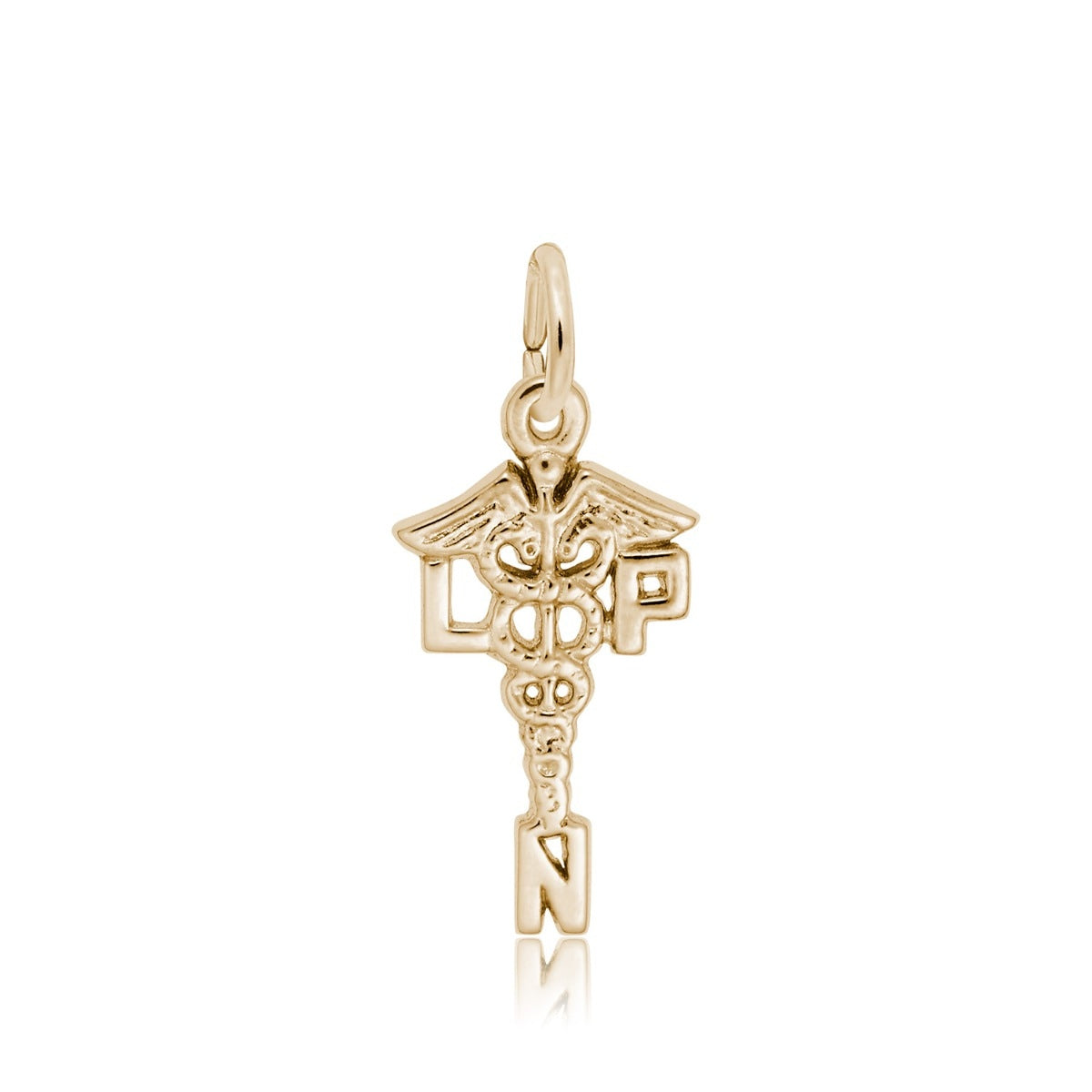 Licensed Practical Nurse Caduceus Charm in 14K Yellow Gold