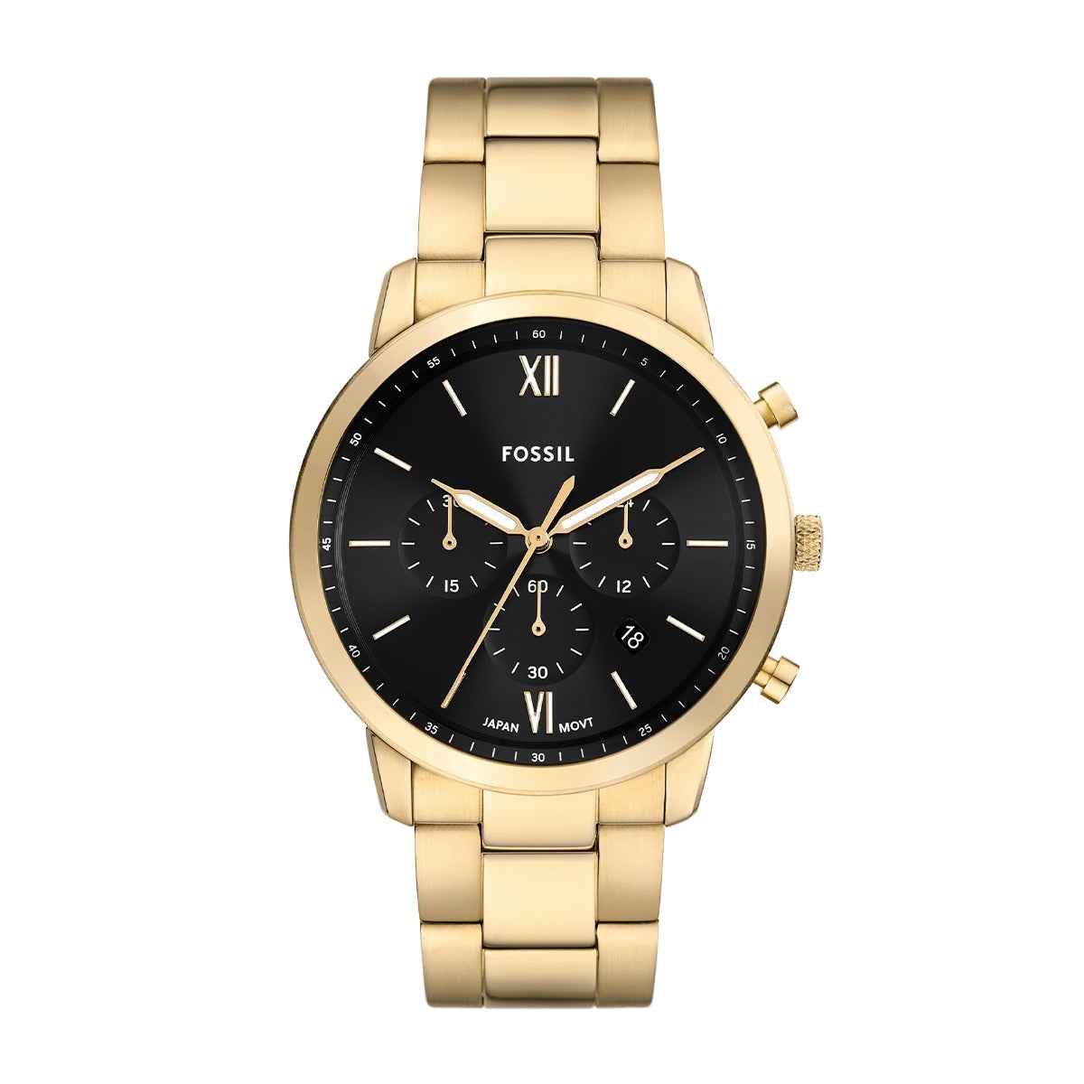 Fossil Men's Neutra Quartz Gold-Tone Stainless Steel Watch with Black Dial