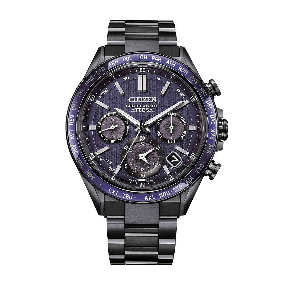 Citizen Men's Attesa Eco-Drive Gray Titanium Watch with Blue Dial