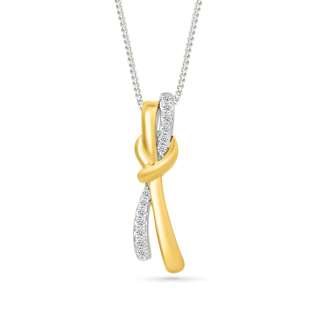 Love Knot 1/10 ct. tw. Diamond Knot Pendant in Sterling Silver & 10K Yellow Gold