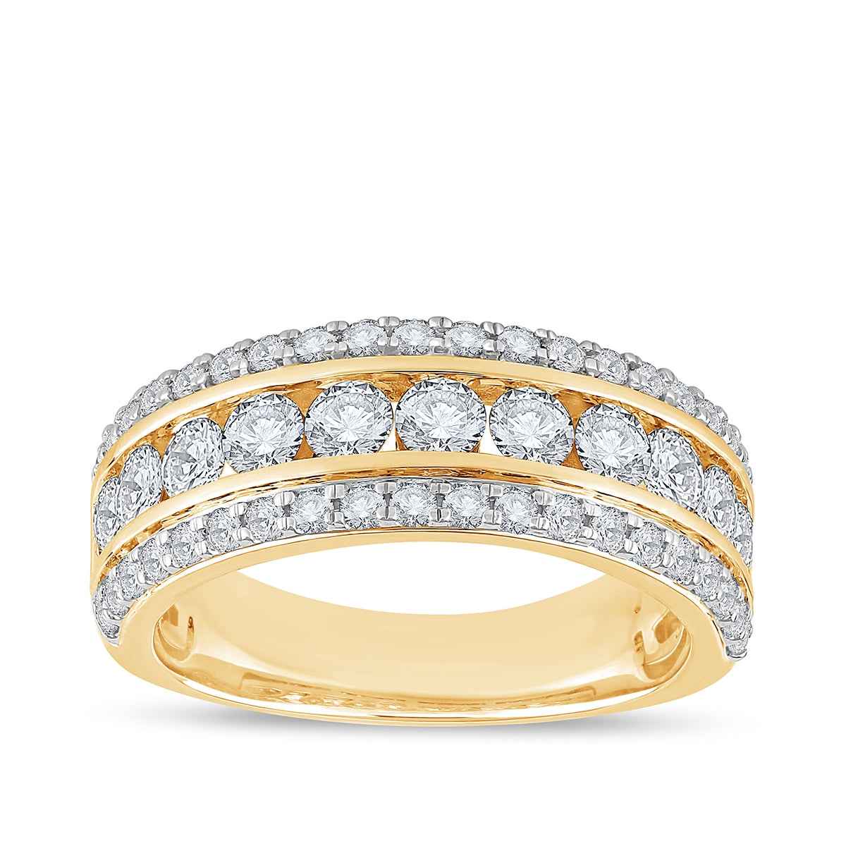 Adamante 1-1/2 ct. tw. Lab-Grown Diamond Multi-Row Anniversary Ring in 14K Yellow Gold (2)