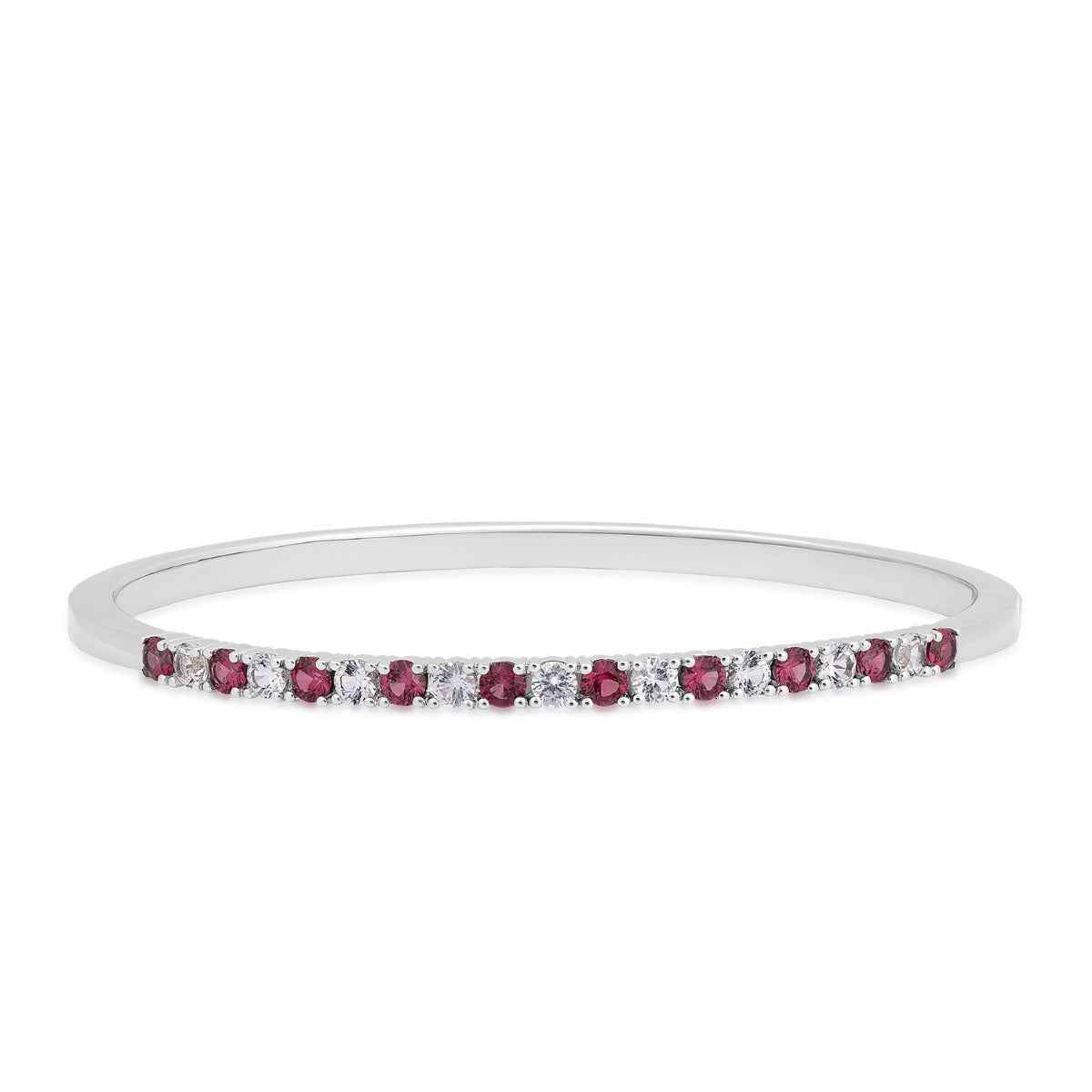 Created Ruby & White Sapphire Bangle Bracelet in Sterling Silver