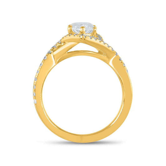 Adamante 2 ct. tw. Lab-Grown Marquise Diamond Twist Halo Engagement Ring in 14K Yellow Gold front view